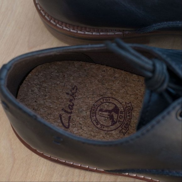 Clarks Navy Blue Grimsby Way Oxford TOR England Cork insoles Size 9M main image 4